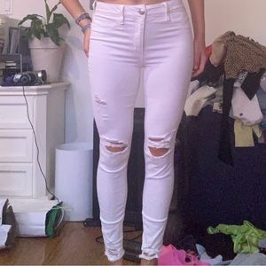 american eagle super stretch x white ripped skinny jeans
